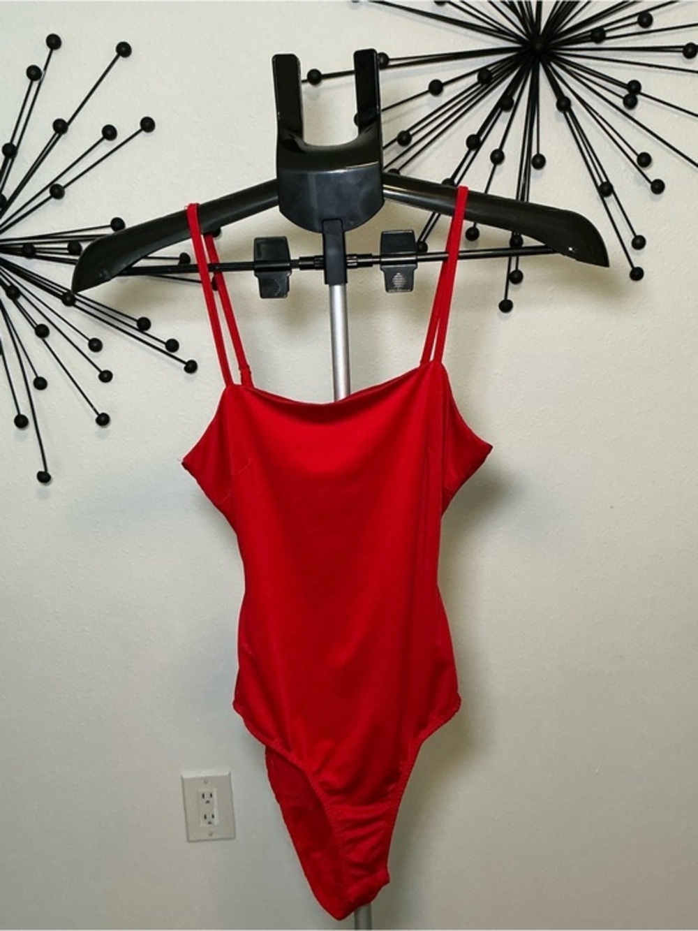 Polly Red Open Back Tie Bodysuit Size 6 Y2K